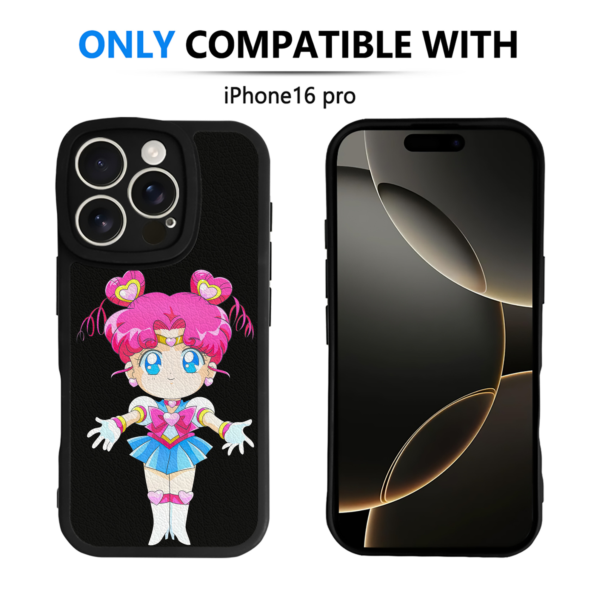 （画像用） 美少女戦士セーラームーン ちびうさ Sailor Moon Chibiusa Tsukino Usagi Small Lady Serenity 【iPhone 16シリーズ対応】シリコンスマホケース（レザー調） 材質：シリコン